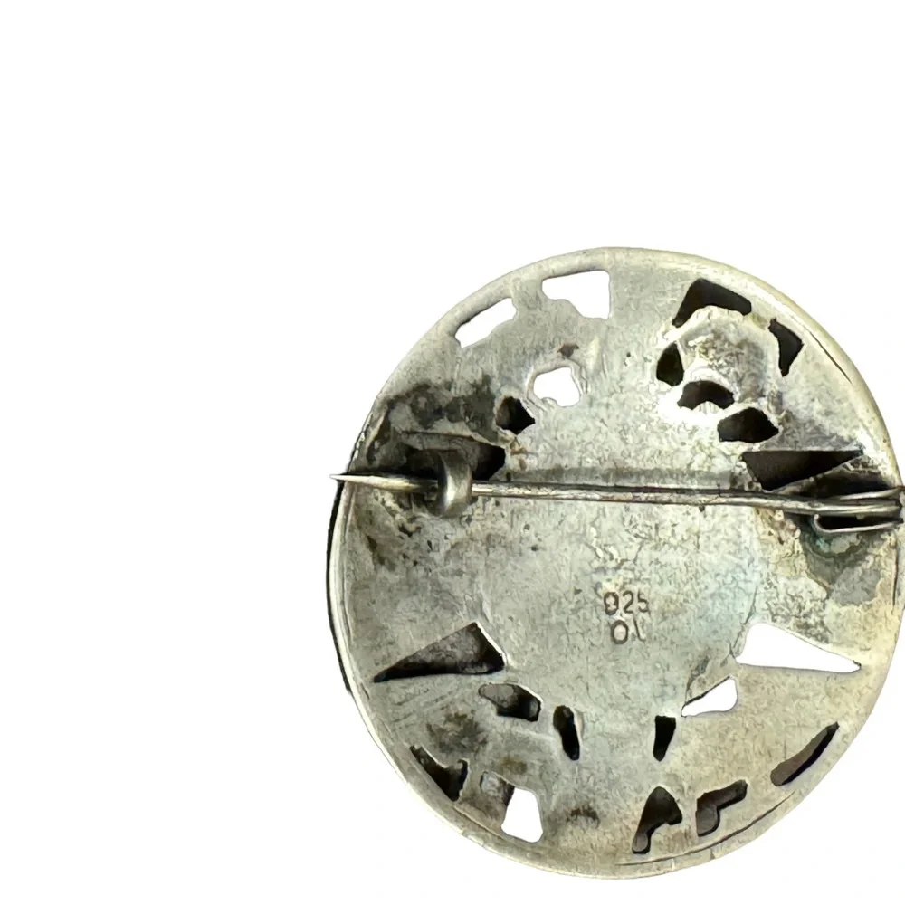 Vintage South American Brooch Pin Sterling Silver 925 Cat Motif